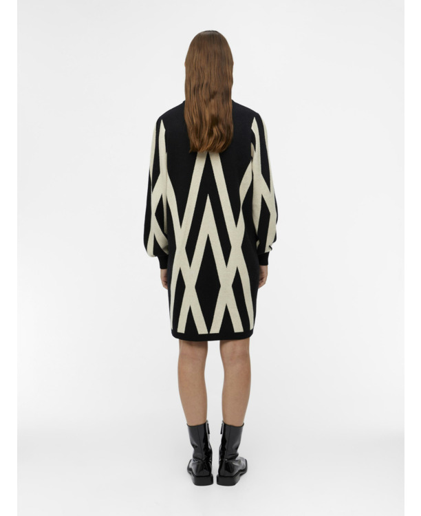 OBJRAY L/S KNIT ROLLNECK DRESS AOP