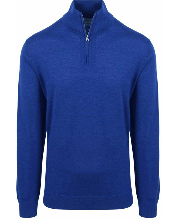 King Essentials The Michael Half Zip Pull Merino Royal Blauw