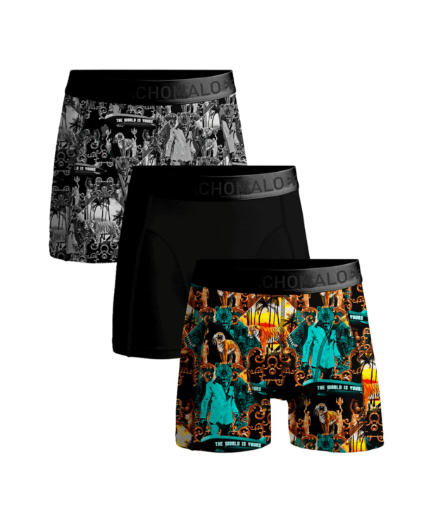 Jongens 3-pack Boxershorts Montana Print/Print/Black