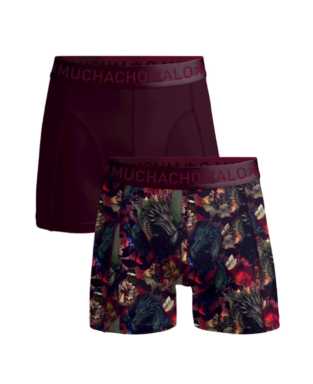 Heren 2-pack Boxershorts print/effen Print/Red