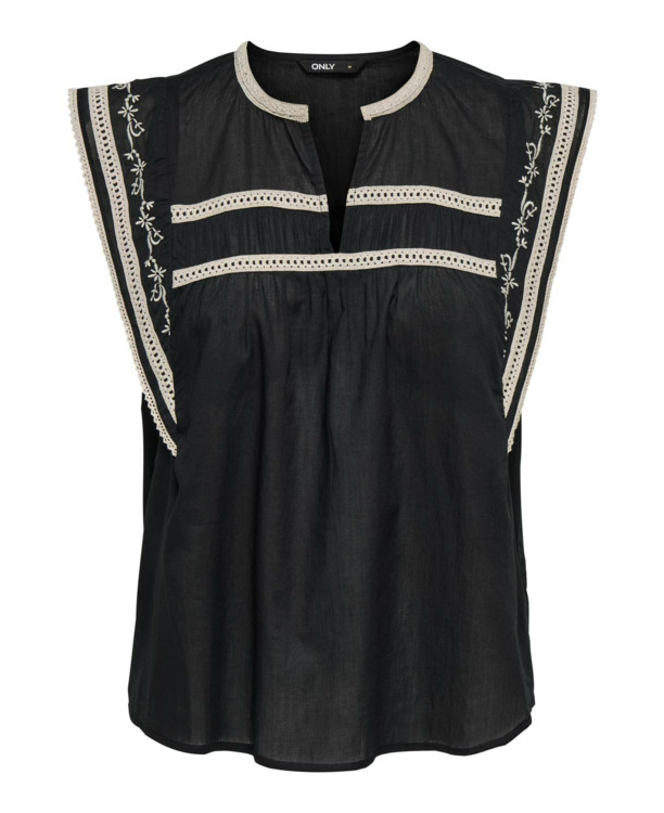 Regular Fit V-Neck Sleeveless (S/L) Geniet van de zomer met mouwloze top met V-hals en ruches
