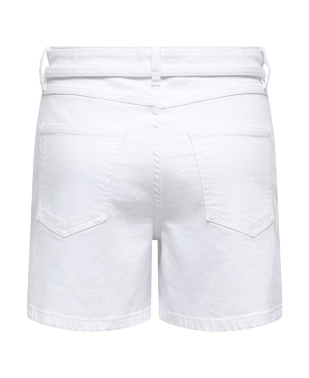 Regular Fit Denim short met middelhoge taille en riem inbegrepen