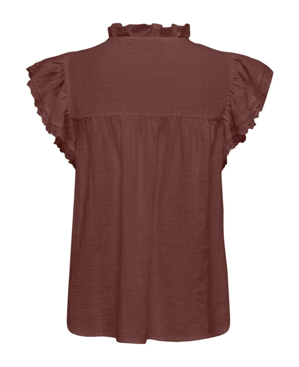Regular Fit V-Neck Short Sleeves (S/S) Jeugdige vrouwelijke top met V-hals en kanten detail