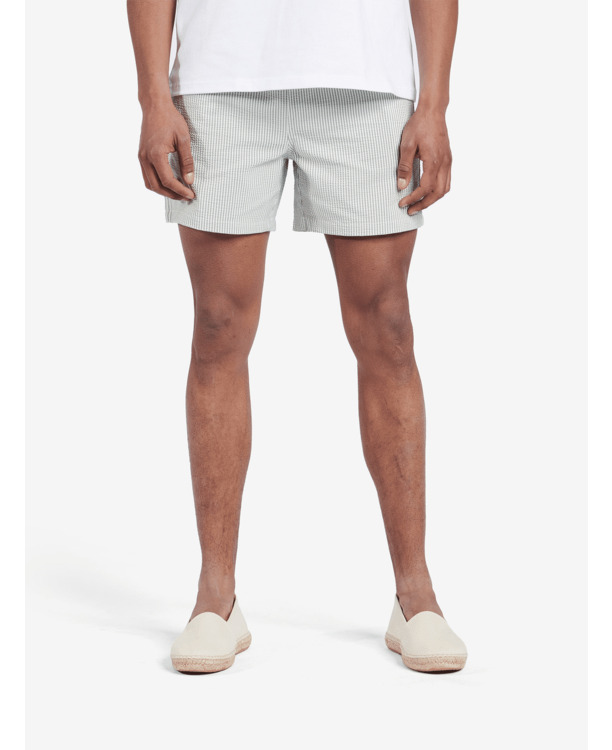 No Label Heren Seersucker Shorts Zand Venice Cotton-Polyester