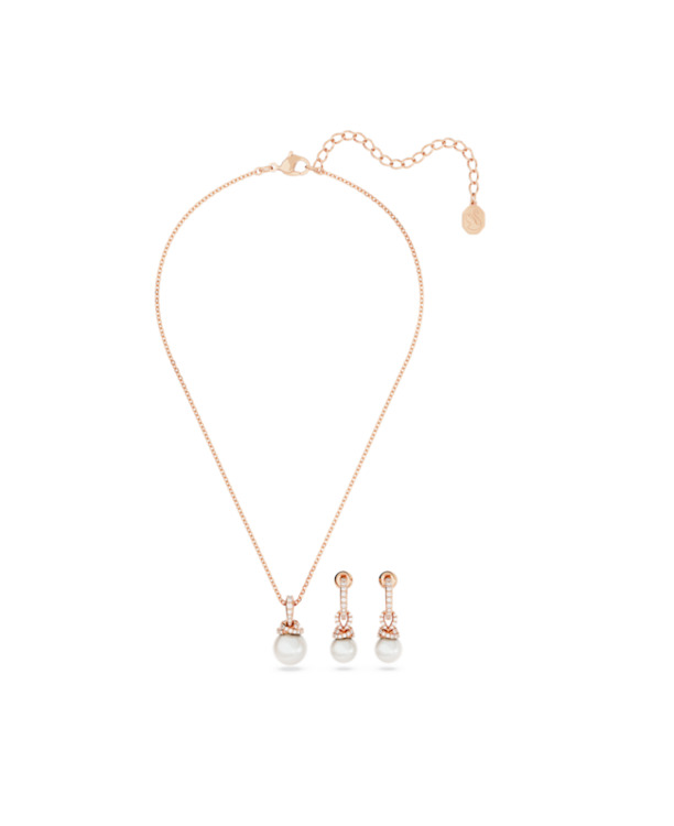 Originally Set Rose Gold shiny Crystal White Pearl White