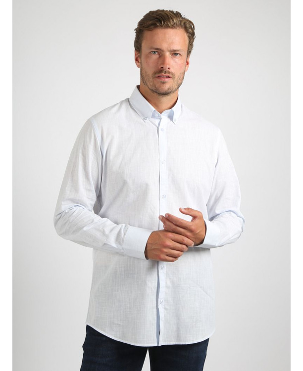 Suitable Overhemd Cotton Slub Lichtblauw