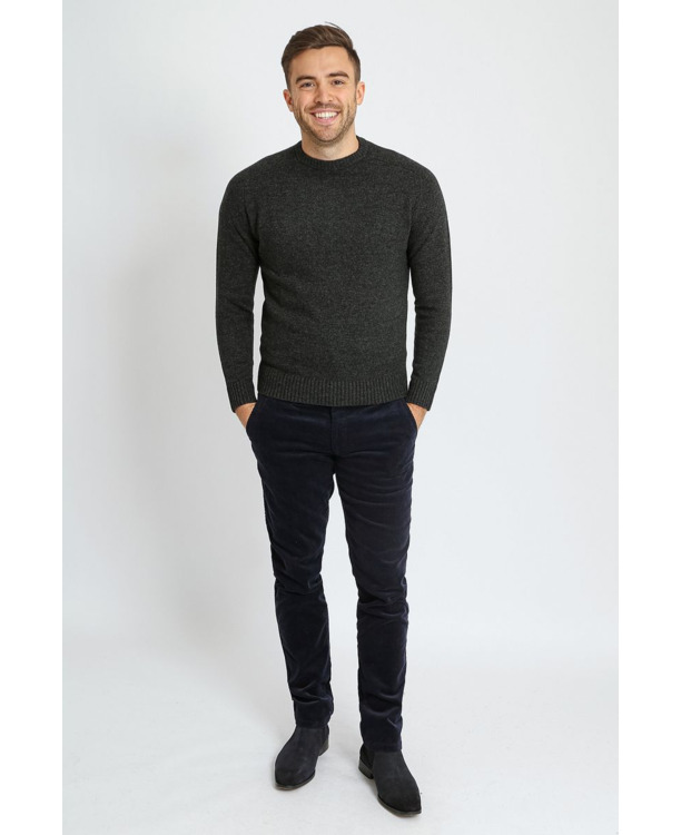 Suitable Lamswol Trui Ronde Hals Antraciet