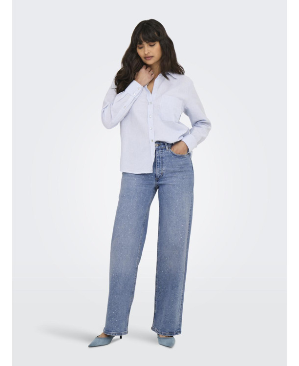 Wide Leg Fit Jeans met wijde pijpen en ritssluiting