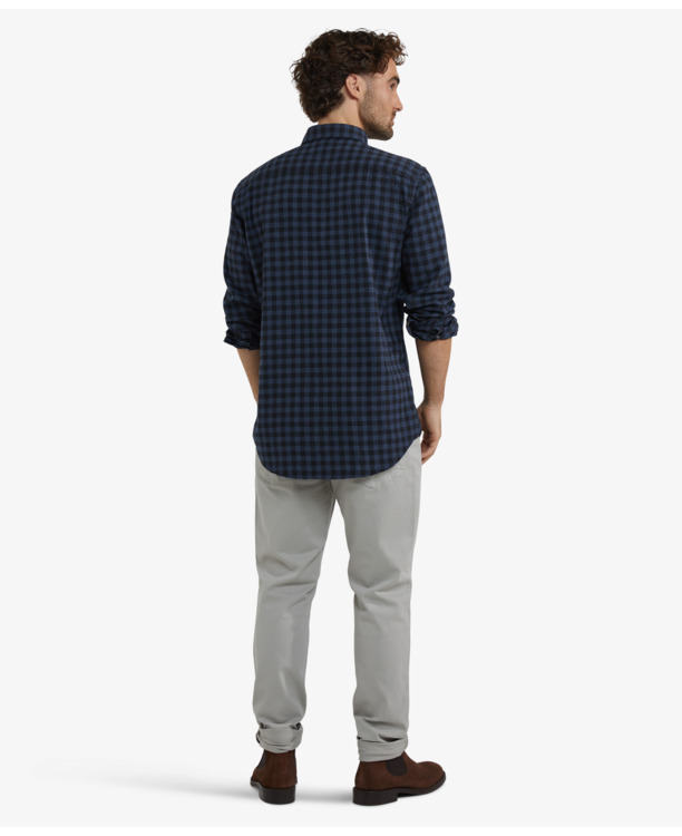 Flannel Blue Check Shirt 100% Cotton Heren