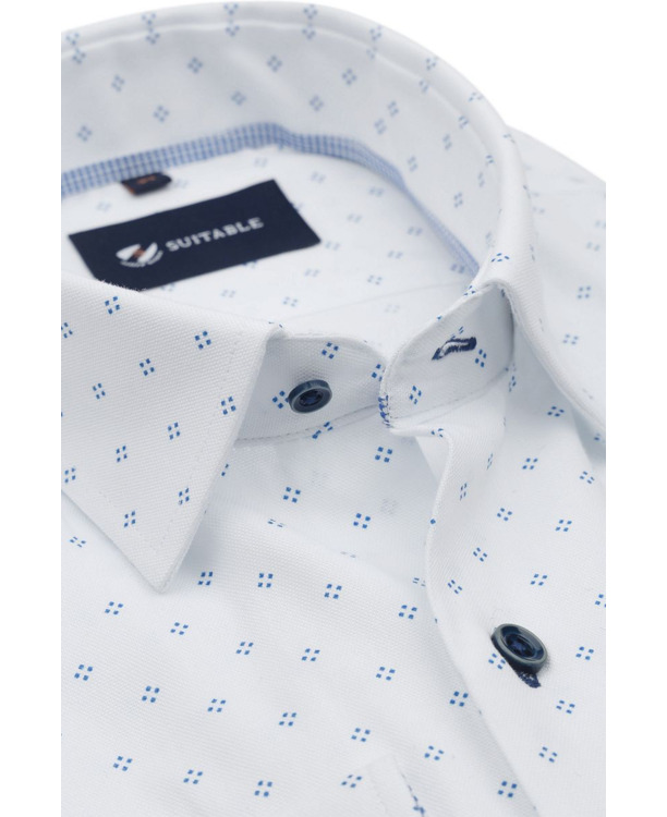 Suitable Overhemd Oxford Print Wit