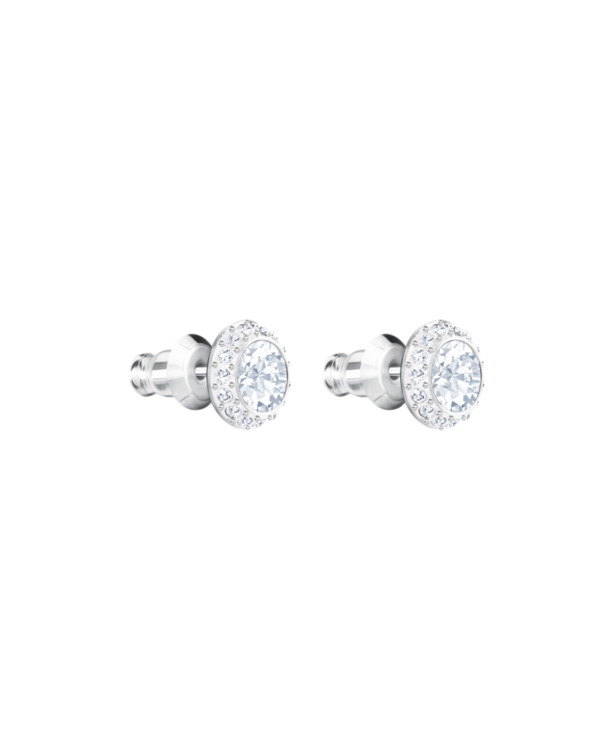 Una Angelic Pierced Earrings Round Rhodium shiny Crystal