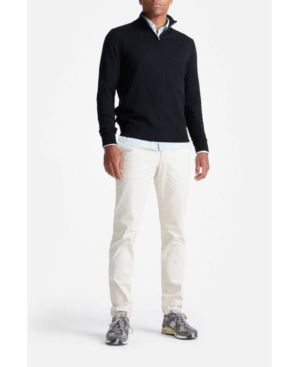 King Essentials The Michael Half Zip Pull Merino Zwart