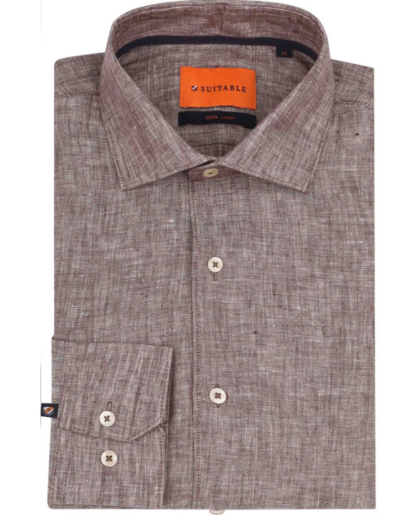 Suitable Overhemd Linnen Taupe