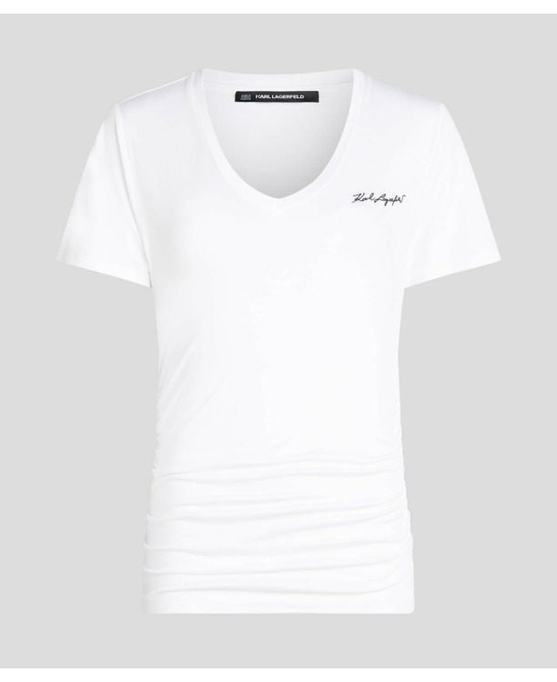 V-NECK RUCHED DETAIL T-SHIRT