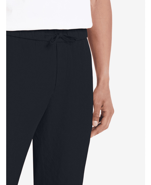 No Label Heren Overhemd Navy Destin Katoen-Linnen