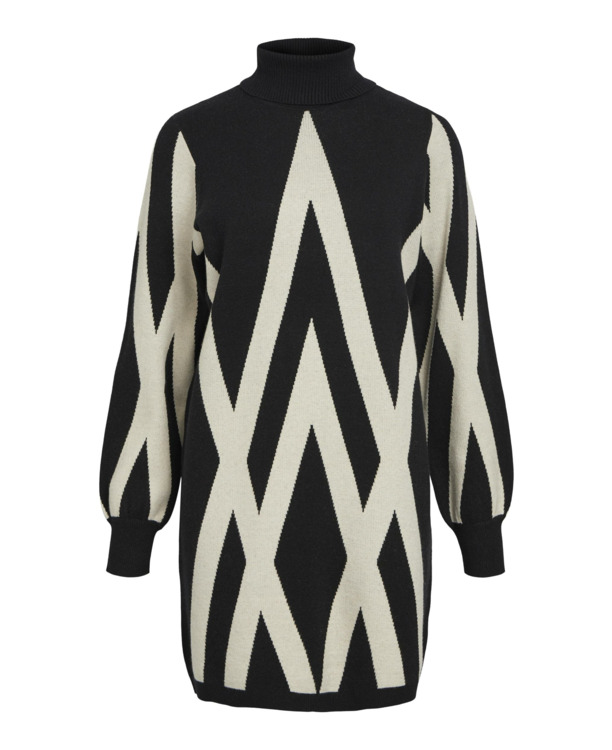 OBJRAY L/S KNIT ROLLNECK DRESS AOP