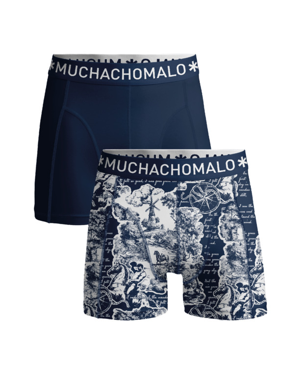 Jongens 2-Pack Boxer Shorts Print/Solid Print/Blue