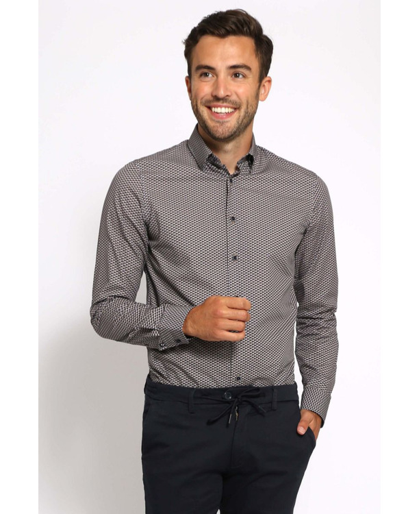Suitable Overhemd Print Bruin 267-12