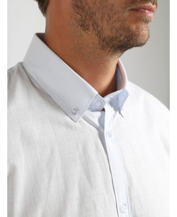 Suitable Overhemd Cotton Slub Lichtblauw