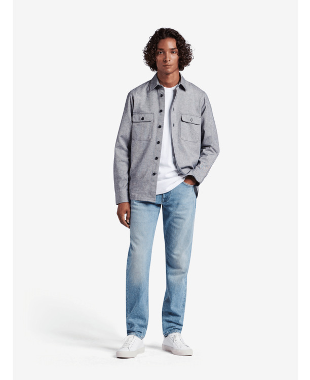 No Label Heren Heavyweight Oxford Overhemd Navy Cotton Ohio