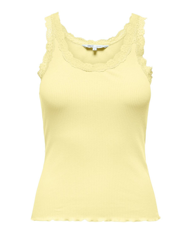 Regular Fit U-Neck Sleeveless (S/L) BASIC Mouwloze tanktop met U-hals en kanten detail
