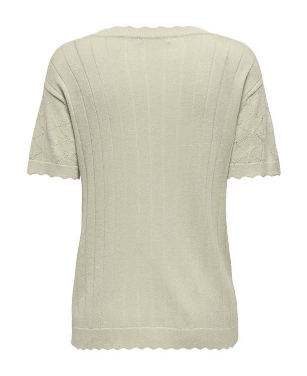 Regular Fit V-Neck Short Sleeves (S/S) Elegante gebreide top met V-hals en glitterdetail