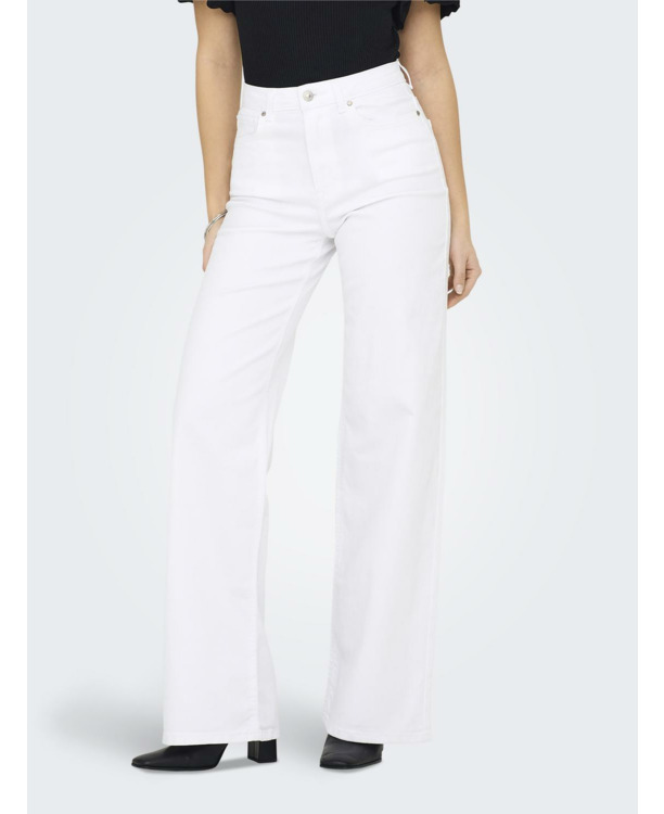 Wide Leg Fit Jeans met wijde pijpen en hoge taille en riemlussen