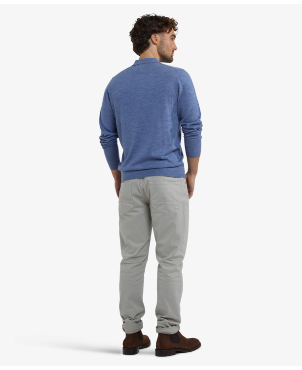 Fine Merino Polo Long Sleeve 100% Extra Fine Merinowol Heren