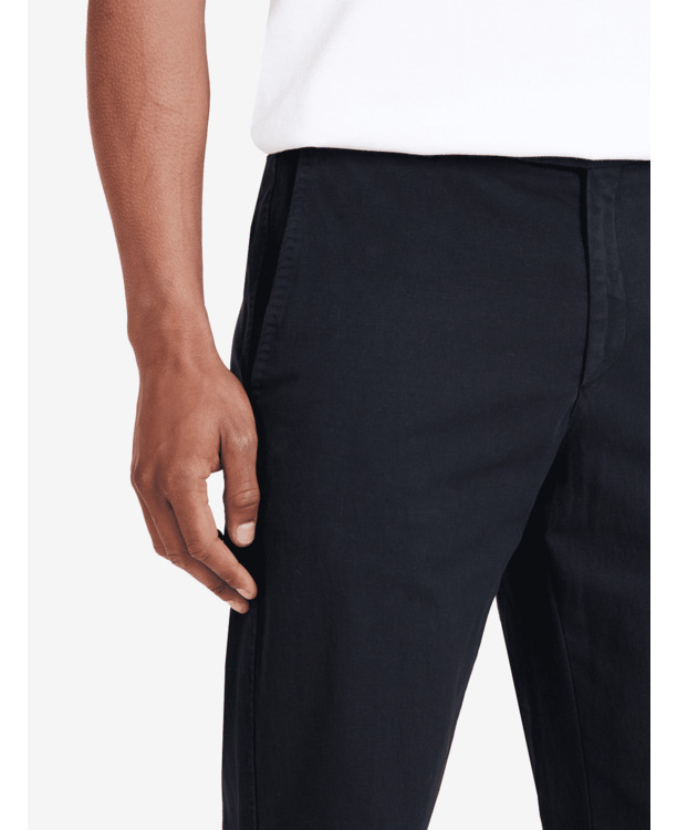 No Label Heren Stretch Broek Navy Diego Cotton-Linnen