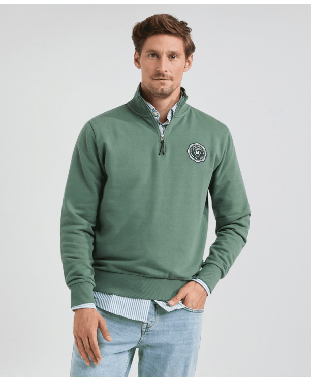 Rits Mock Sweatshirt 100% Katoen Heren