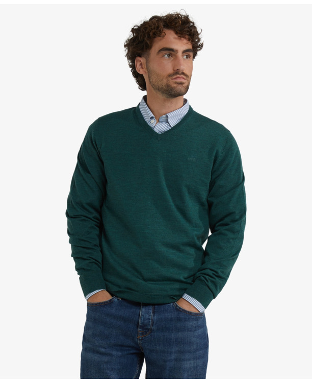Fine Merino V-Neck Sweater 100% Extra Fine Merinowol Heren