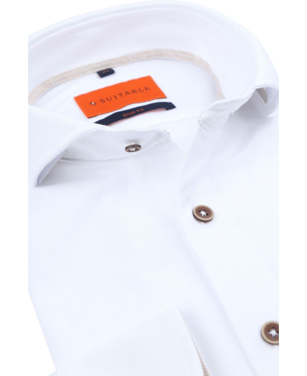 Suitable Herringbone Overhemd Wit