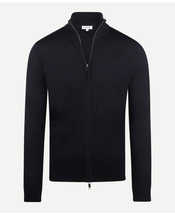 Fine Merino Zip Thru Cardigan 100% Extra Fine Merinowol Heren