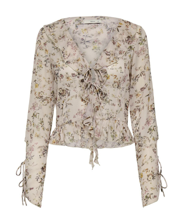 Regular Fit V-Neck Long Sleeves (L/S) Perfect voor de zomer: top met V-hals en trekkoord
