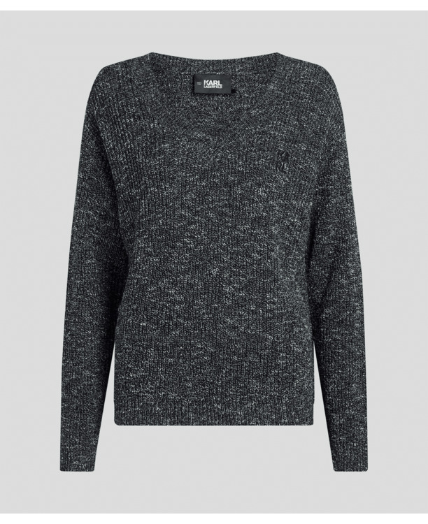 MOULINE EFFECT V NECK SWEATER