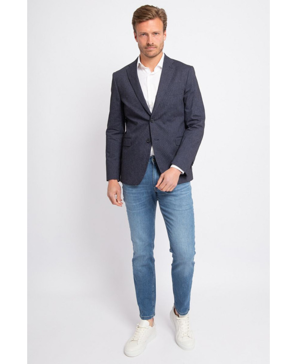 Suitable Blazer Linnen Streep Navy