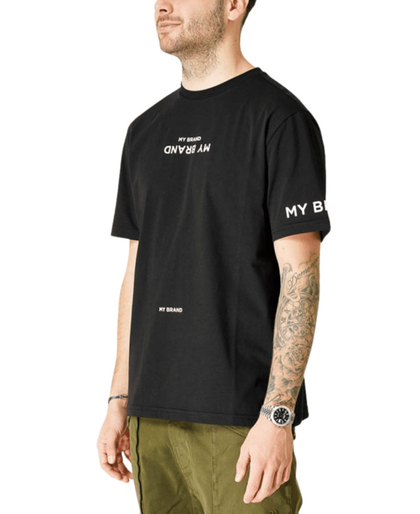 MIJN MERKLOGO ONDERSTEBOVEN BORST ZWART T-SHIRT MANNEN