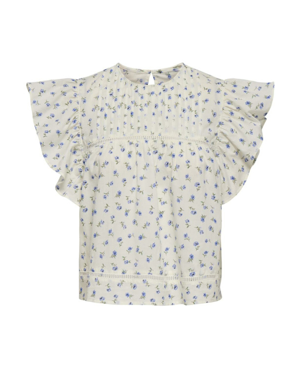 Regular Fit O-Neck Short Sleeves (S/S) Top met ruches en korte mouwen voor dagelijks gebruik