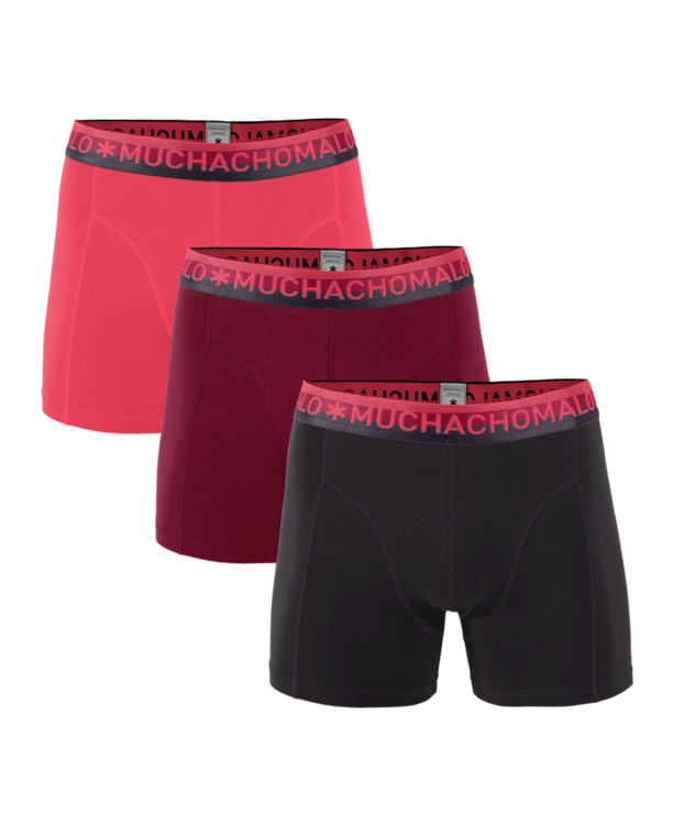 Mannen 3-Pack Korte Effen/Effen/Effen Aubergine/Red/Coral