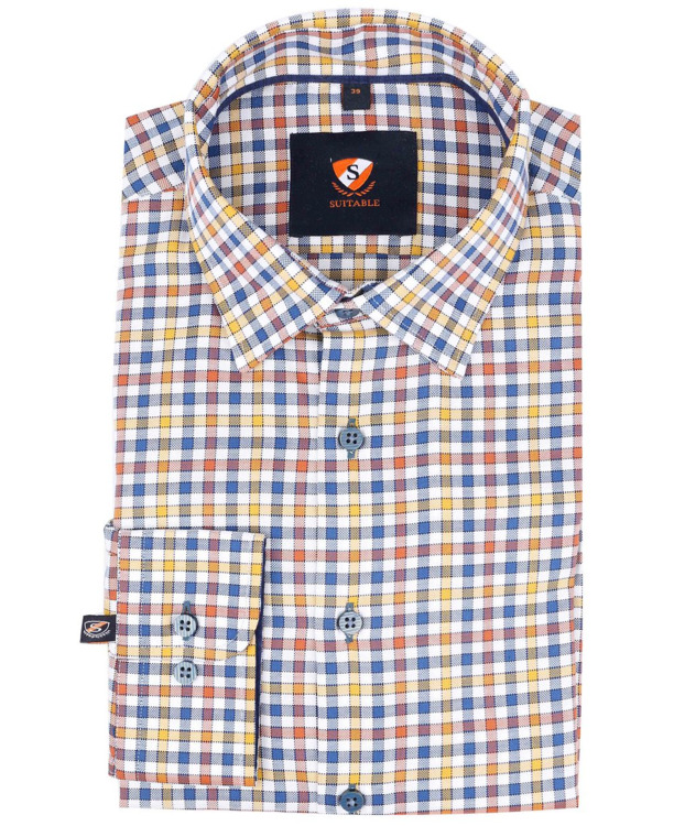 Suitable Overhemd Rood Gele Ruiten