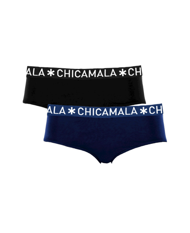 Dames 2-pack slip Effen Black/Blue
