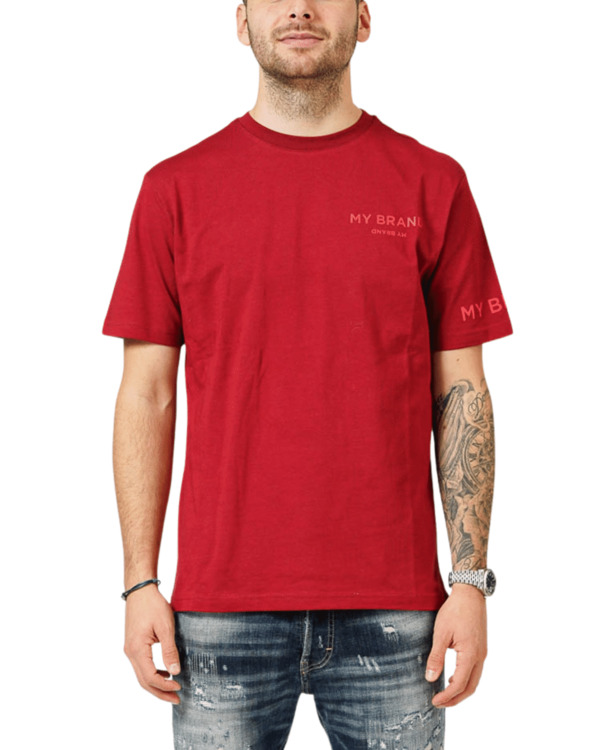 MIJN MERKLOGO OP Z'N KOP BORDEAUX T-SHIRT MANNEN