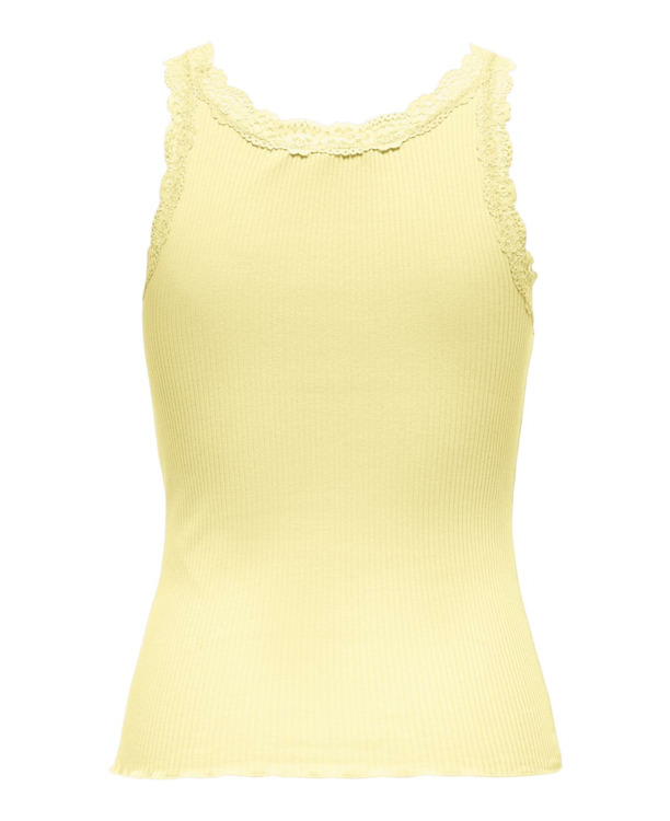 Regular Fit U-Neck Sleeveless (S/L) BASIC Mouwloze tanktop met U-hals en kanten detail