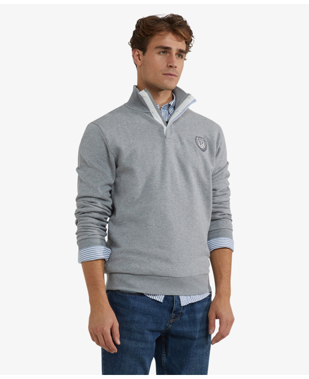 Zip Mock Sweatshirt 100% Cotton Heren