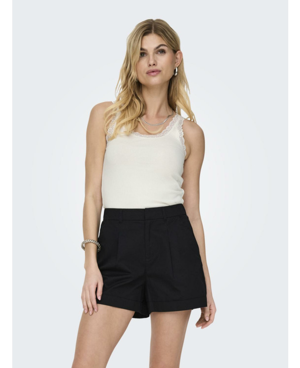 Regular Fit U-Neck Sleeveless (S/L) BASIC Mouwloze tanktop met U-hals en kanten detail