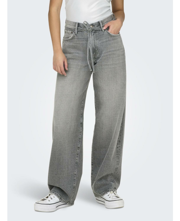 Balloon Fit Straight fit jeans met riemlussen en middelhoge taille