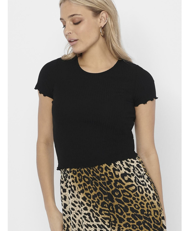 Regular Fit O-Neck Short Sleeves (S/S) Top met ronde hals voor dagelijks gebruik met ruches