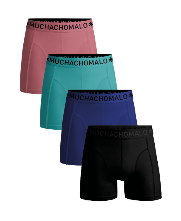 Heren 4-Pack Boxershorts Effen Black/Blue/Green/Pink