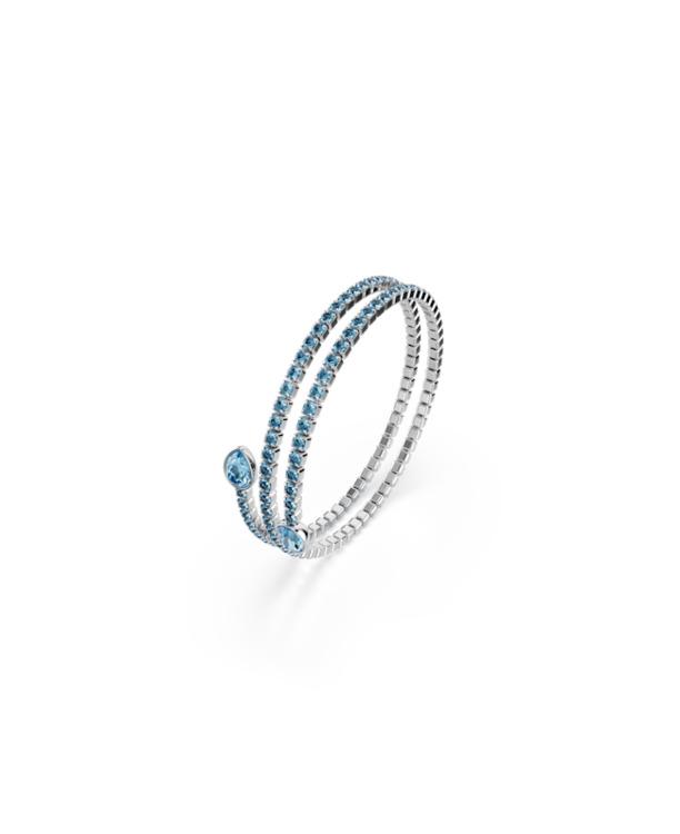 Twisty Cuff OU Rhodium shiny Light Blue