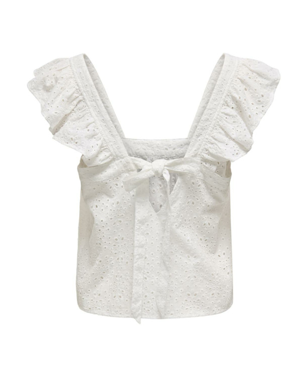 Regular Fit Square Neck Short Sleeves (S/S) Top met vierkante hals en strikdetail in normale pasvorm
